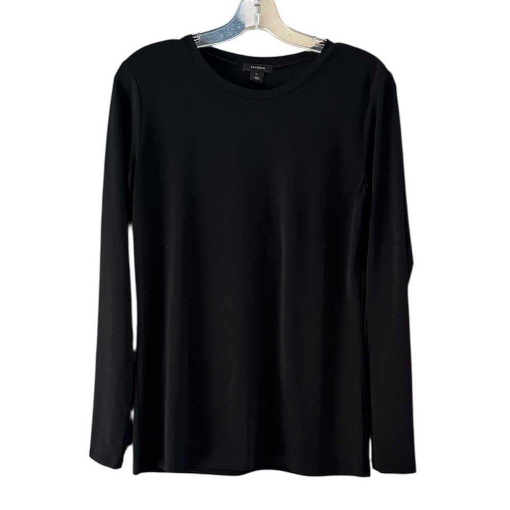 Halogen Black Long Sleeve Crewneck Top